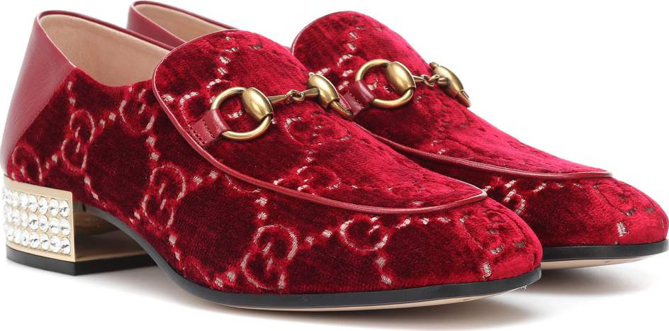 Gucci GG embellished velvet loafers