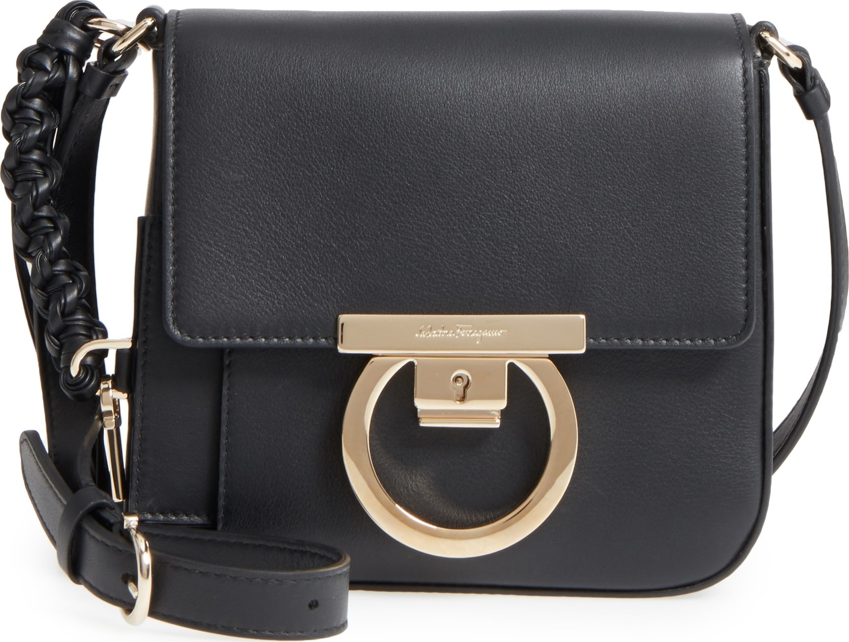 Salvatore Ferragamo Gancio Lock Leather Crossbody Bag