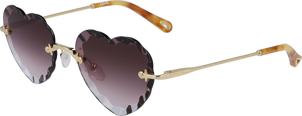 Chloe Rimless Heart-Shaped Scalloped Sunglasses
