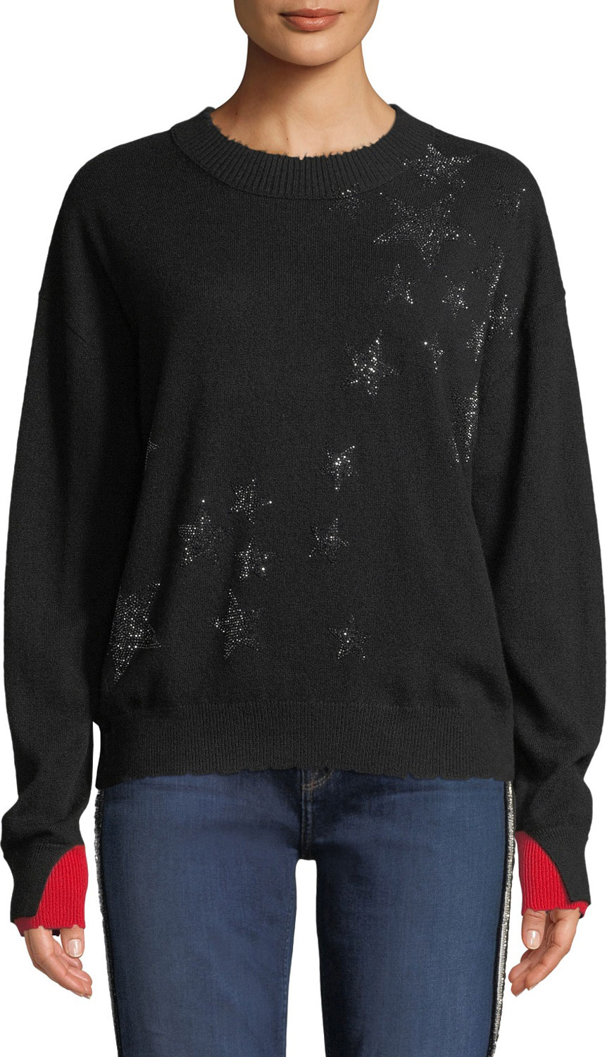 Zadig & Voltaire Gaby Cashmere Embellished Star Pullover Sweater