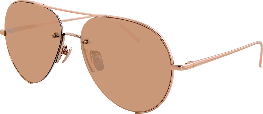 Linda Farrow Semi-Rimless Aviator Sunglasses, Rose Gold