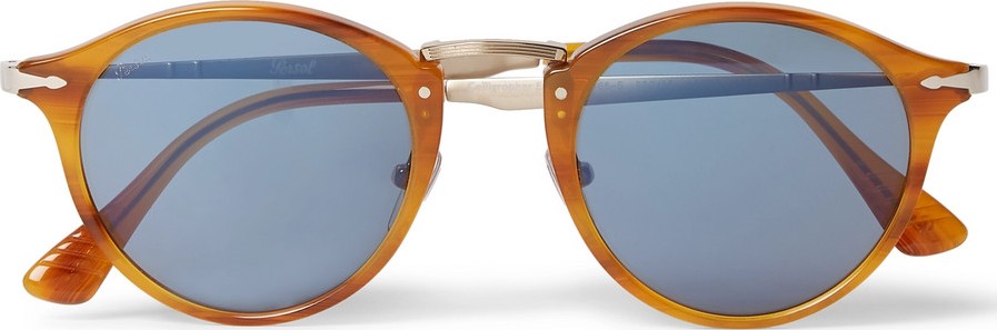 Persol Round-Frame Tortoiseshell Acetate and Gold-Tone Sunglasses