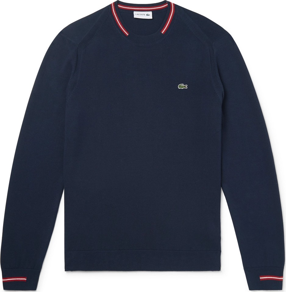 Lacoste Stripe-Trimmed Cotton Sweater