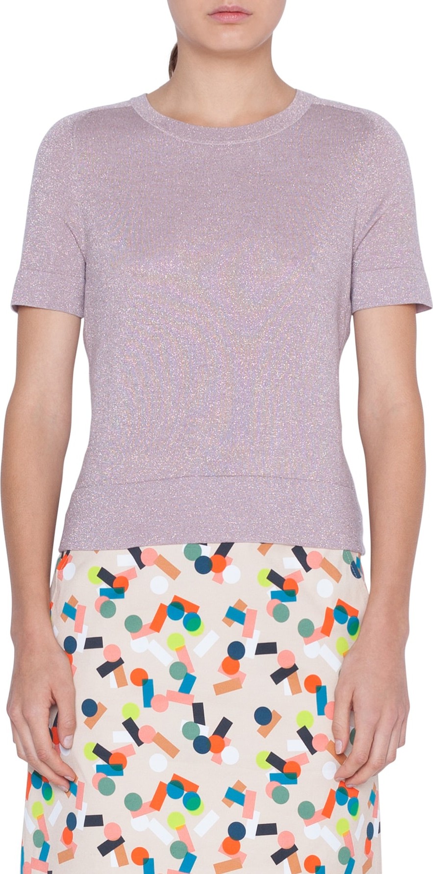 Akris Punto Snap Side Metallic Wool Blend Sweater