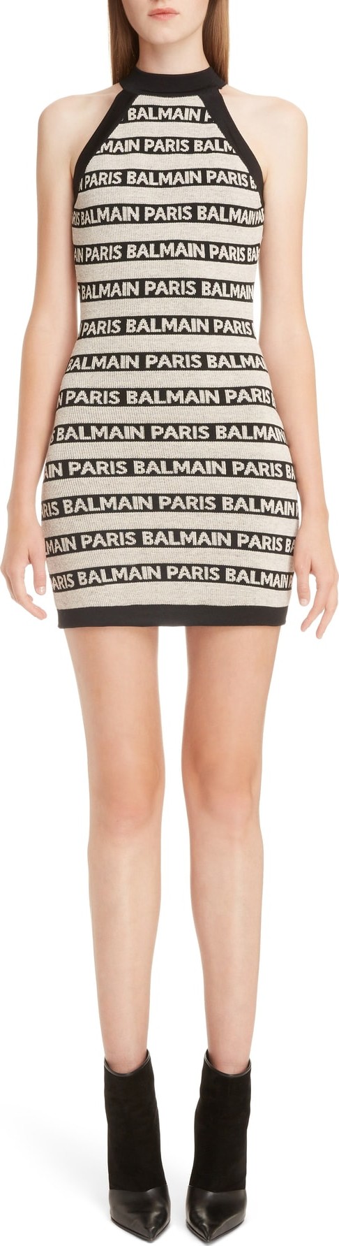 Balmain Stripe Logo Minidress