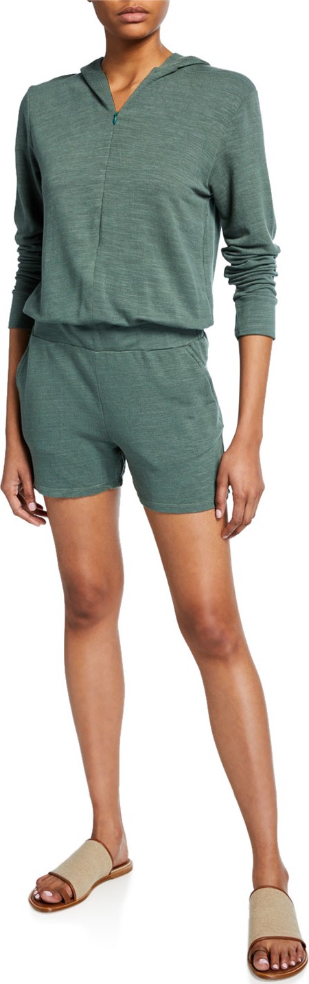 MONROW Supersoft Zip-Up Hooded Romper