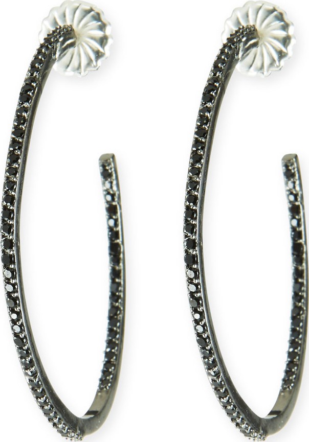 Margo Morrison Medium Black Spinel Hoop Earrings