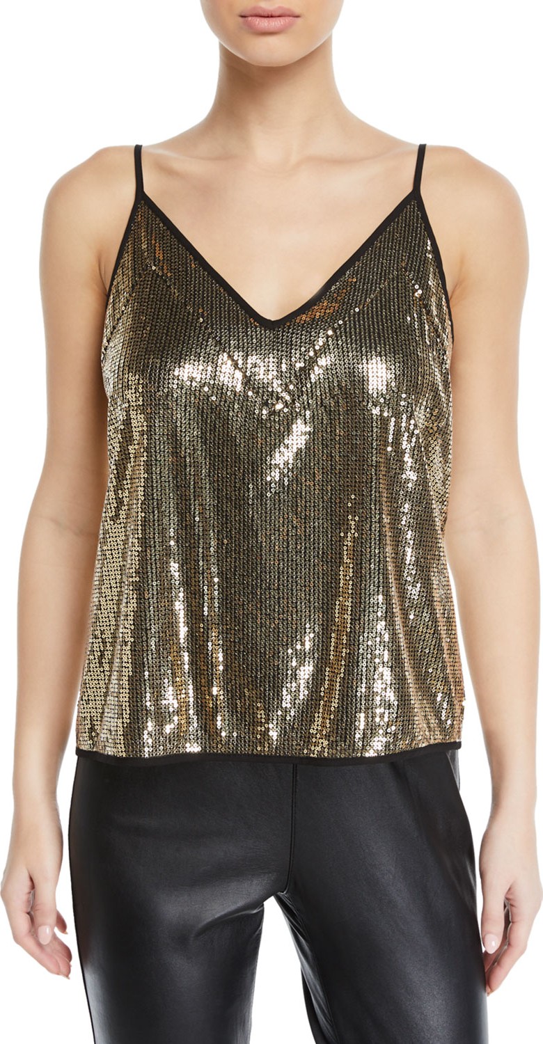 Rebecca Minkoff Nora Sequined V-Neck Top
