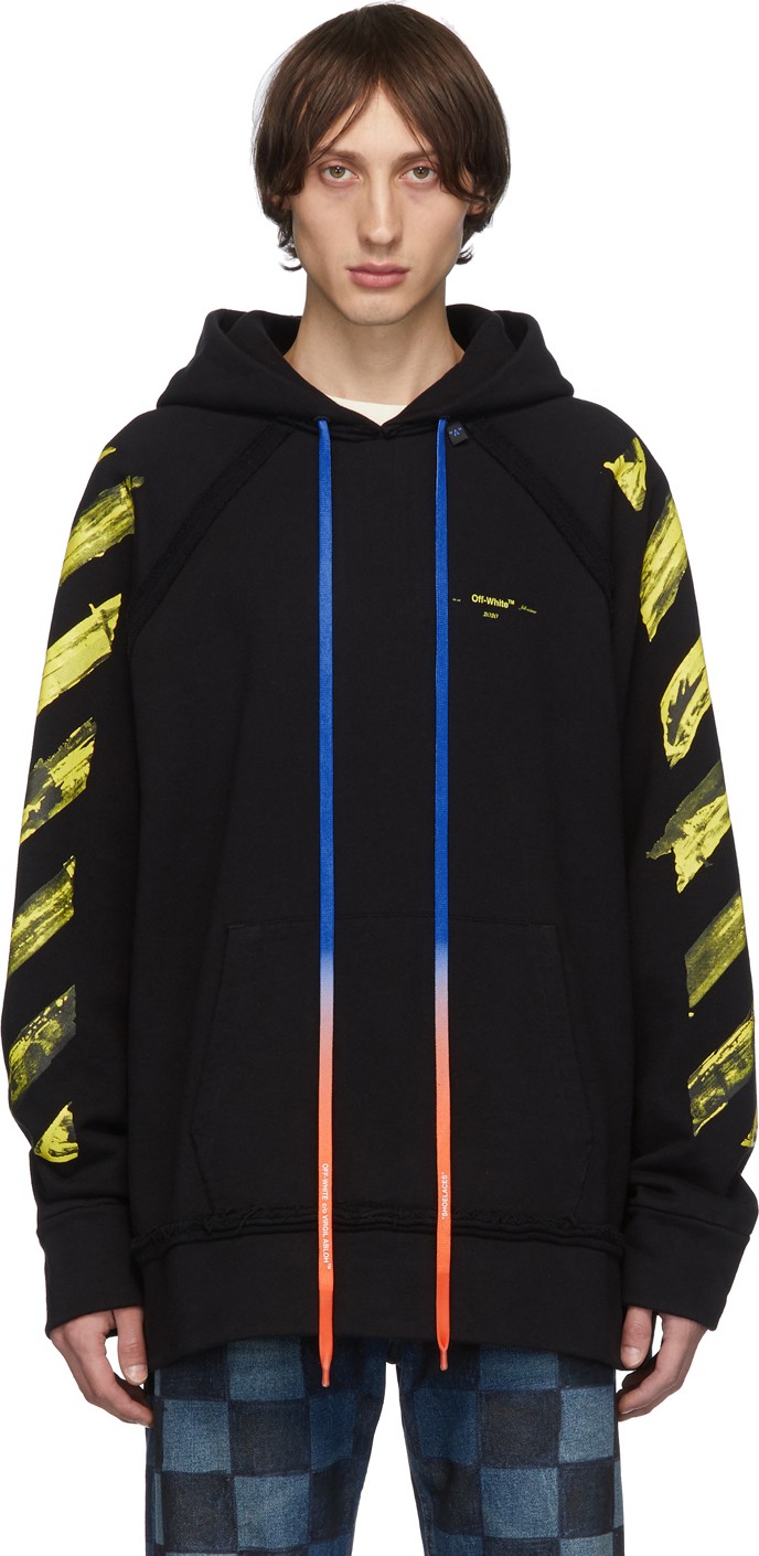 Off White SSENSE Exclusive Black Arrows Incomplete Hoodie