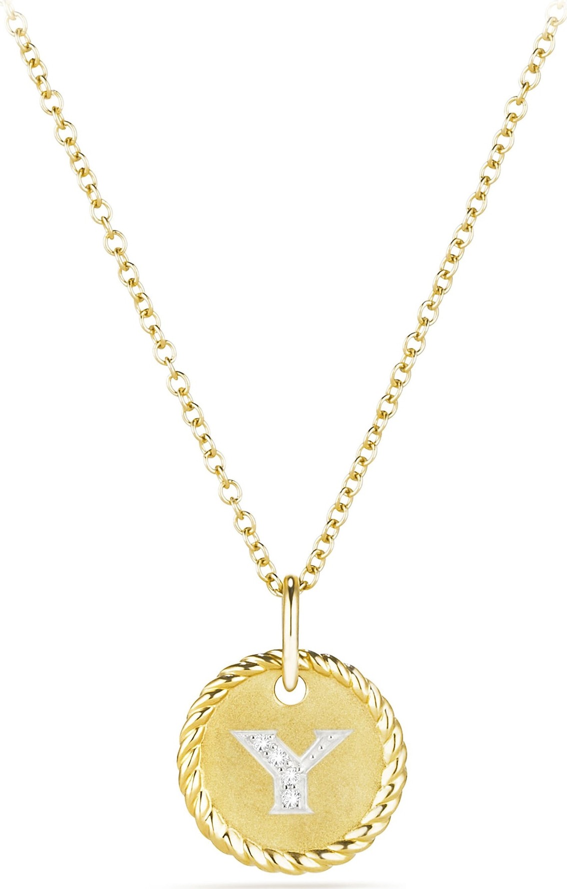 David Yurman Initial Charm Necklace with Diamonds in 18K Gold