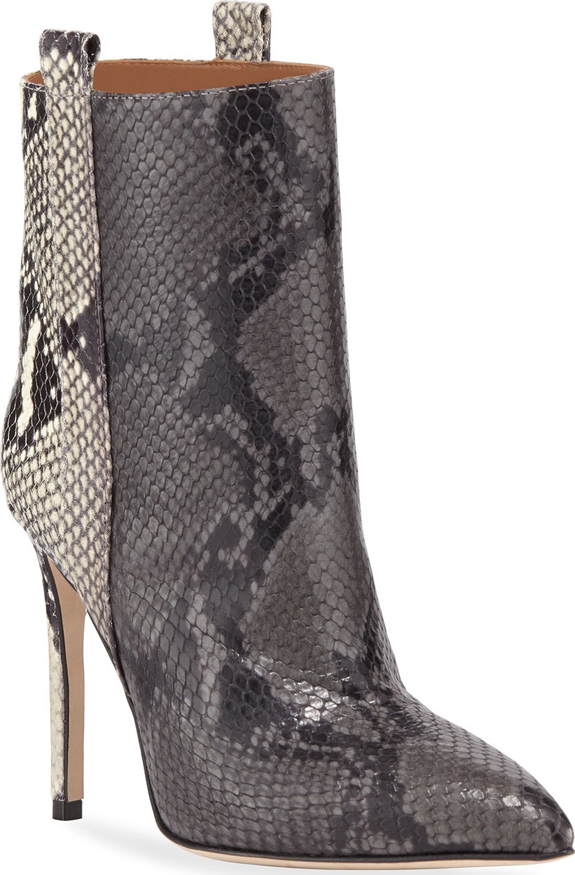 Paris Texas Snake-Embossed Leather Stiletto Booties