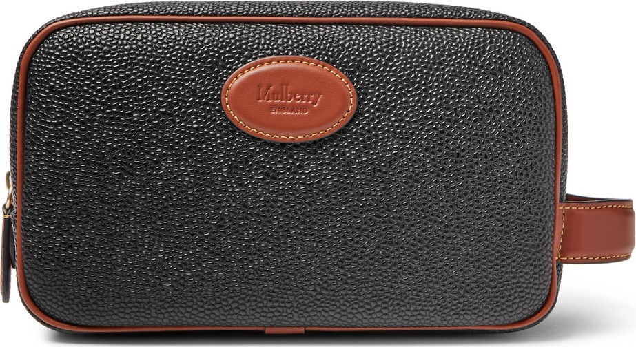 Mulberry Leather-Trimmed Scotchgrain Wash Bag
