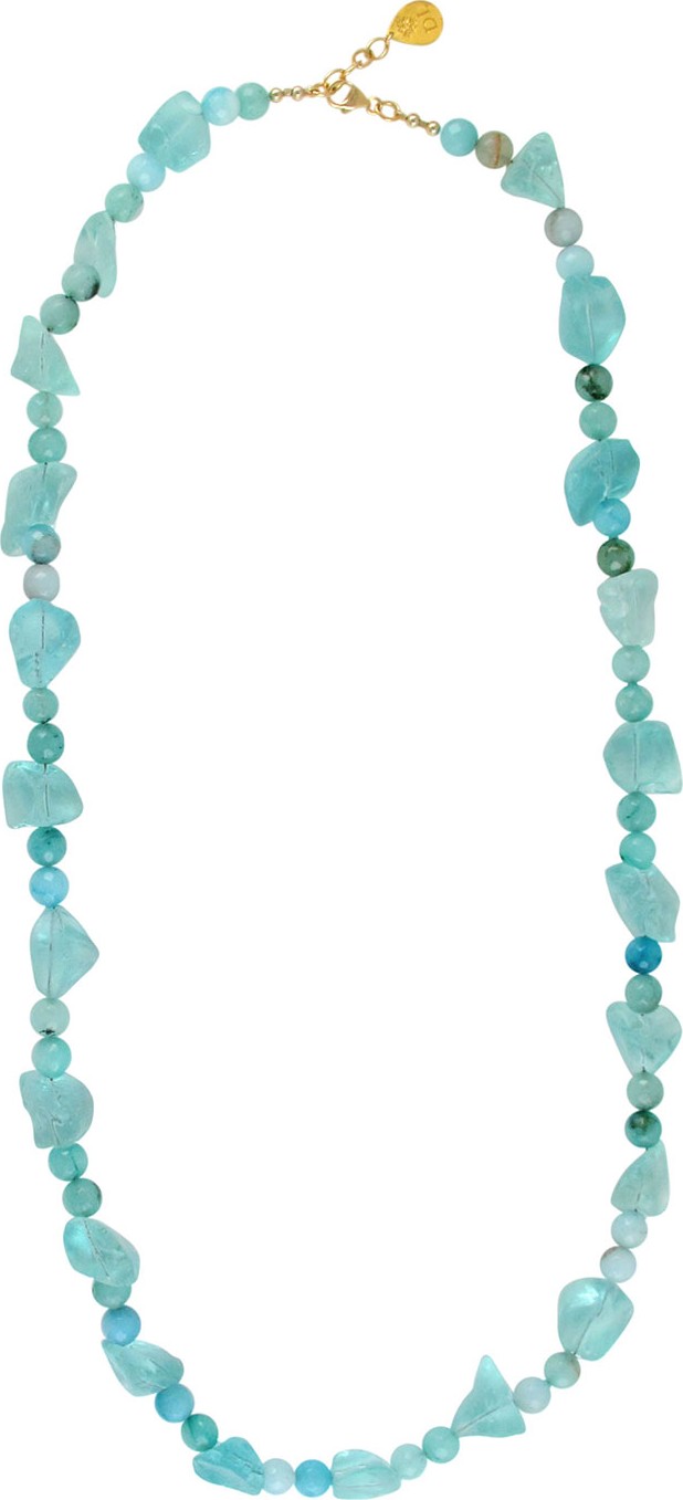 Devon Leigh Long Single-Strand Raw Quartz Necklace, Blue
