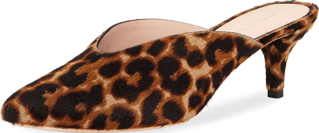 Loeffler Randall Juno Leopard Kitten-Heel Mule Slide