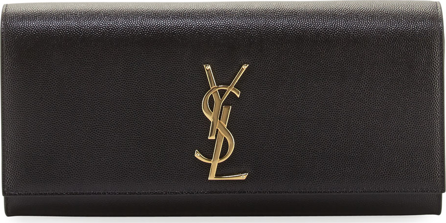 Saint Laurent Monogram Grained Calfskin Clutch Bag, Black