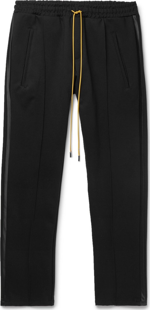 RHUDE Slim-Fit Tapered Cropped Satin-Trimmed Stretch-Jersey Sweatpants