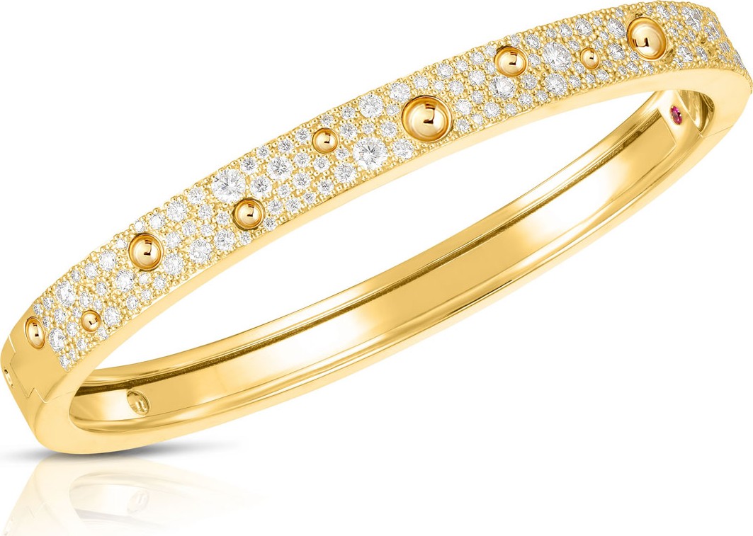 Roberto Coin Pois Moi Luna 18k Gold Diamond Bangle Bracelet