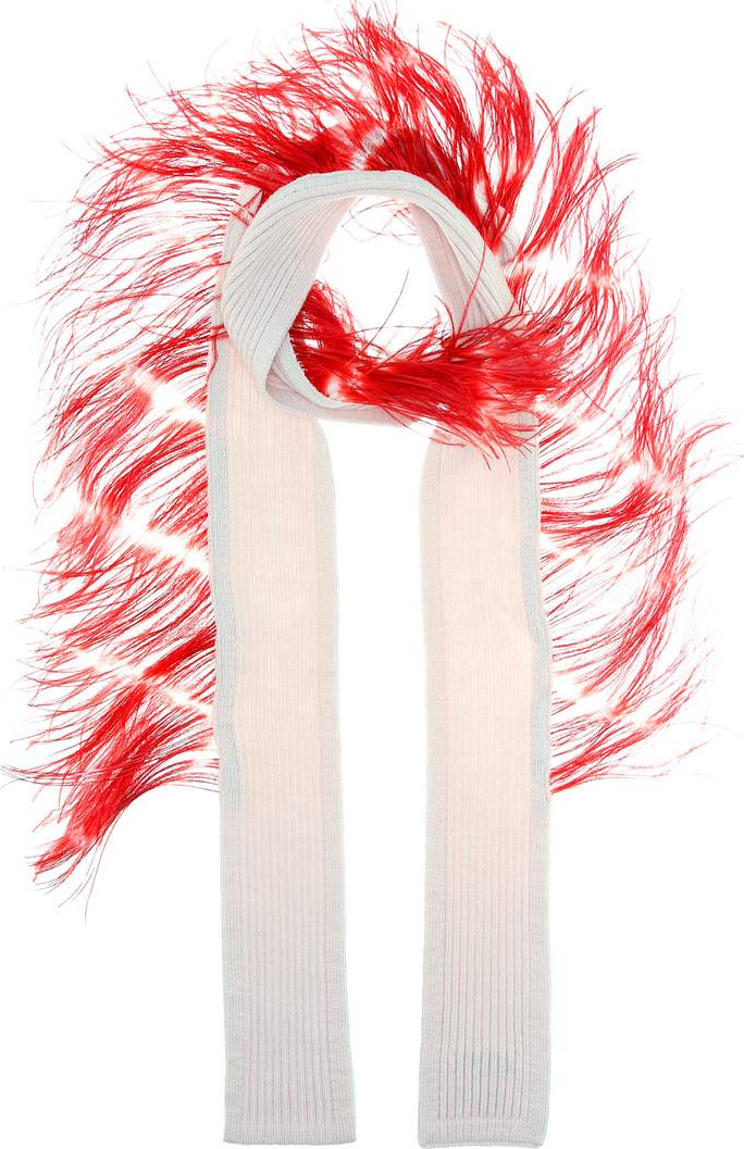 Dries Van Noten Feather-trimmed cashmere scarf