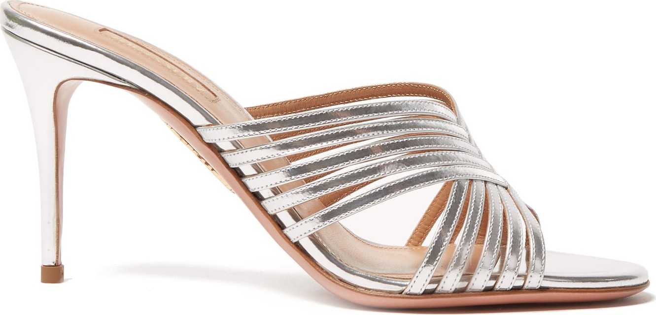 Aquazzura Hydra 85 cross-strap leather mules