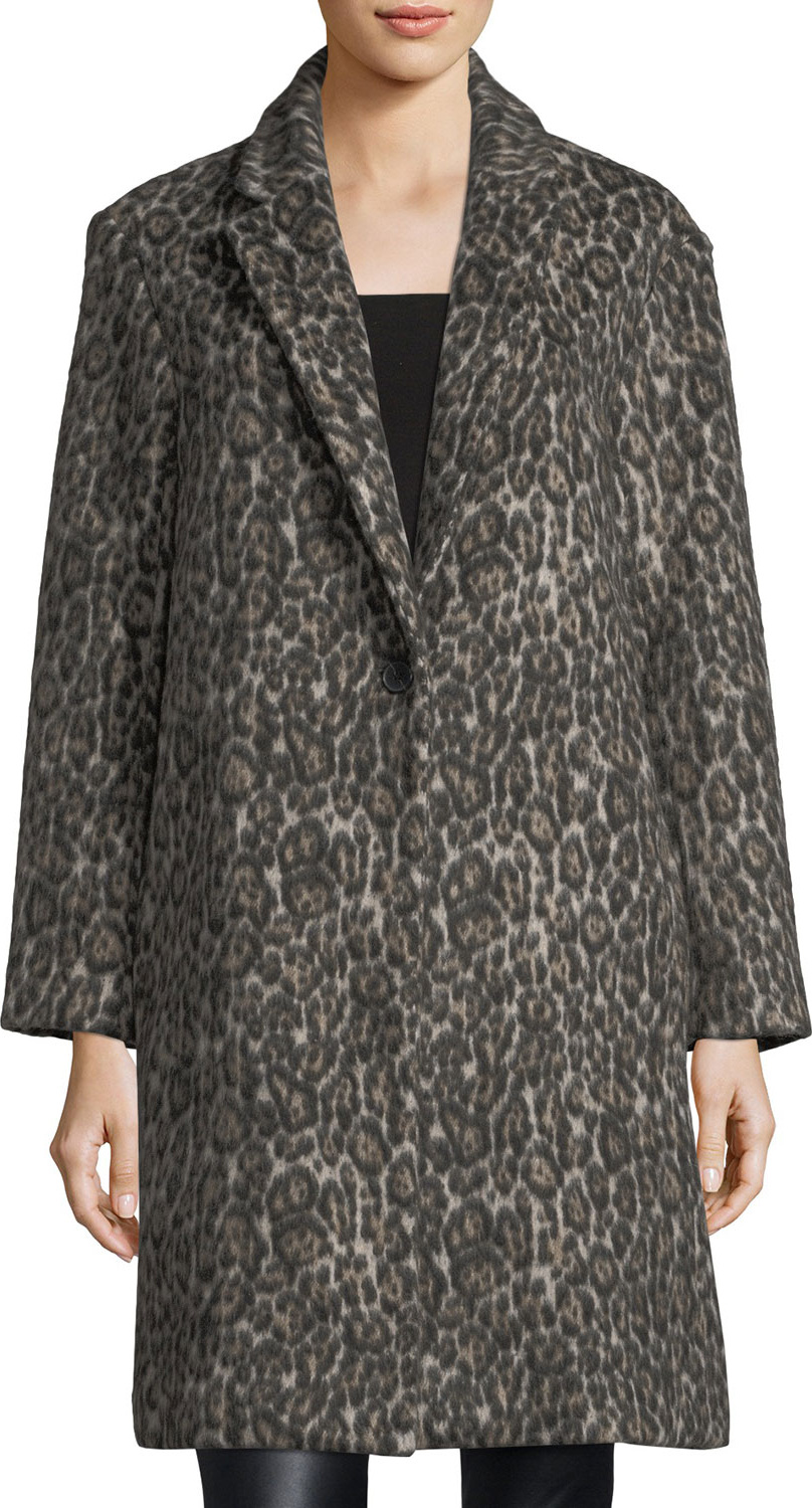 Club Monaco Millennie One-Button Leopard-Print Coat