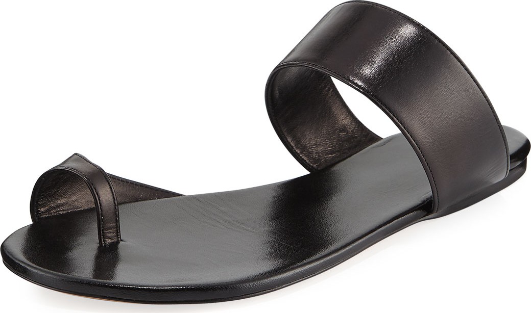 THE ROW Infradito Flat Leather Toe-Strap Slide Sandals