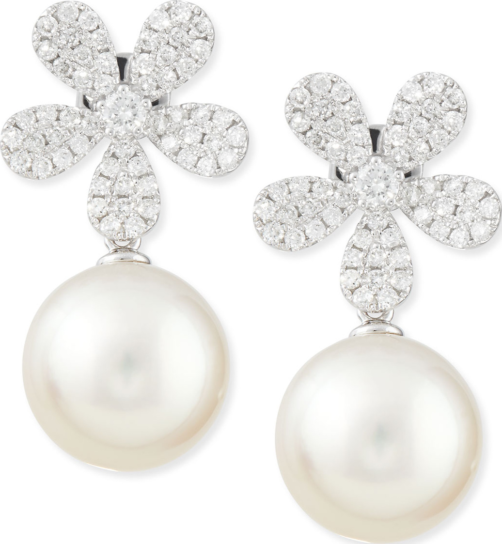 Belpearl Fleur White Diamond & Pearl Earrings