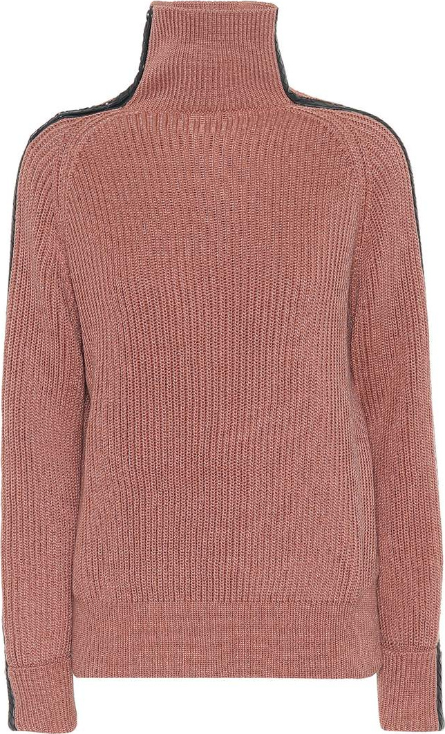 Bottega Veneta Leather-trimmed cotton sweater
