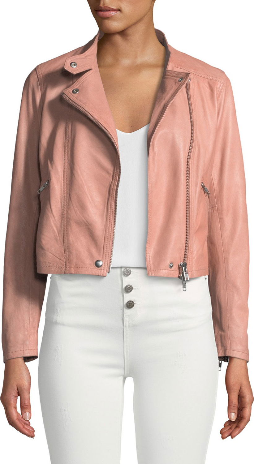 Club Monaco Rowlen Zip-Front Leather Moto Jacket