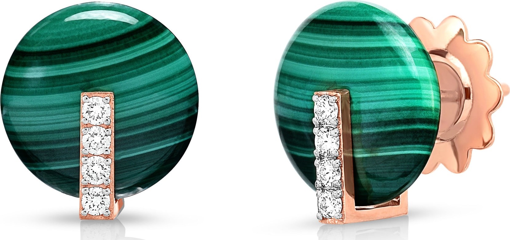 Roberto Coin Mini Malachite & Diamond Earrings