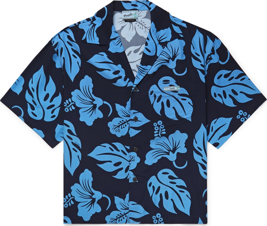 Prada Oversized Camp-Collar Floral-Print Woven Shirt