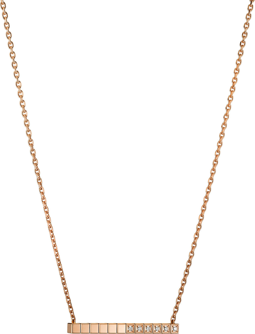 Chopard Ice Cube Diamond Bar Necklace in 18K Rose Gold