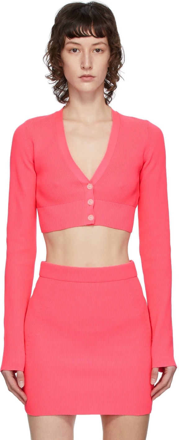Helmut Lang Pink Essential Cropped Cardigan