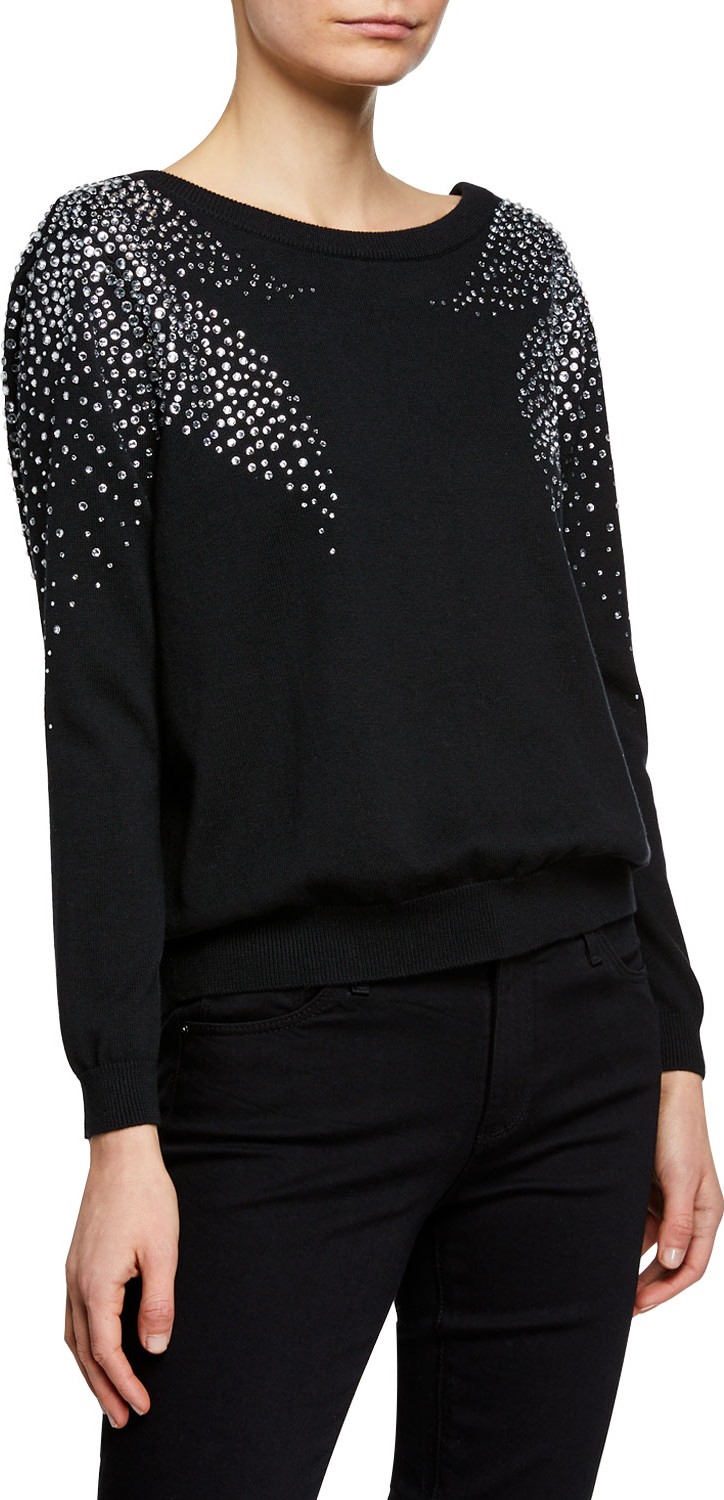 ba&sh Flore Pullover Sweater with Crystal Accents