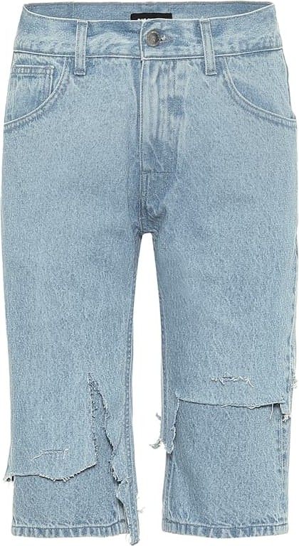 Raf Simons Distressed mid-rise denim shorts