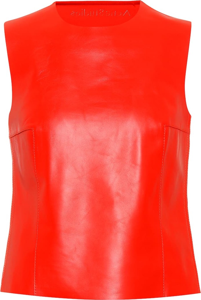 Acne Studios Leather and ribbed-knit top