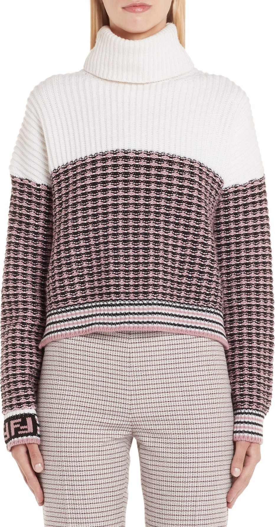 Fendi Microcheck Wool & Cashmere Sweater