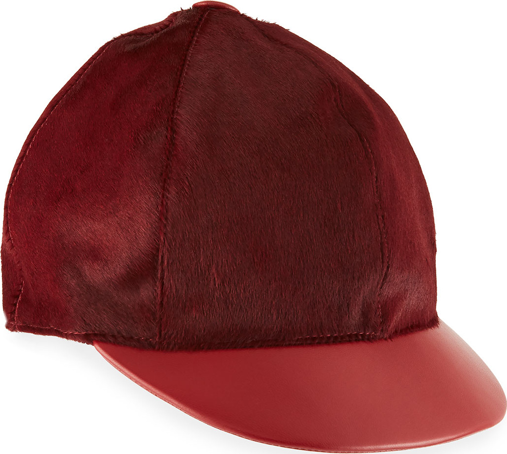 Marzi Calf Hair & Leather Baseball Hat