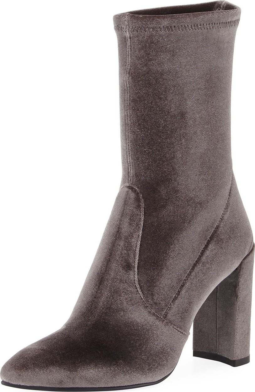 Stuart Weitzman Clinger Stretch-Velvet Mid-Calf Boot
