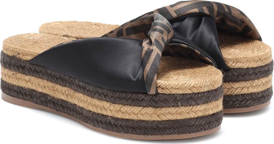 Fendi Satin platform espadrille sandals