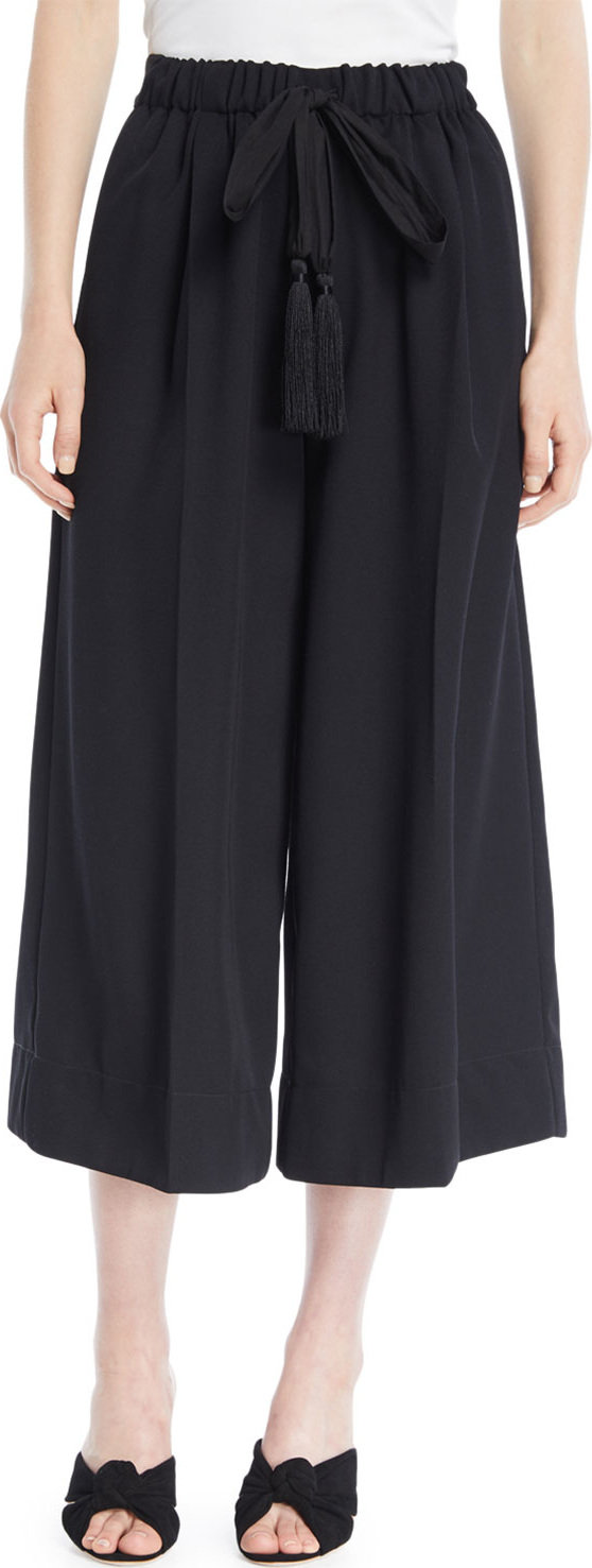 Forte Forte Wool Drawstring Wide-Leg Cropped Pants