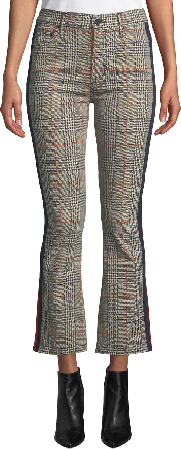 MOTHER The Insider Plaid Ankle Trousers with Racer Stripes