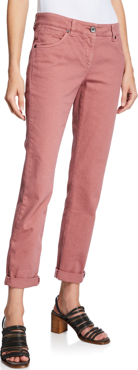 Brunello Cucinelli Mid-Rise Garment-Dyed Denim Jeans