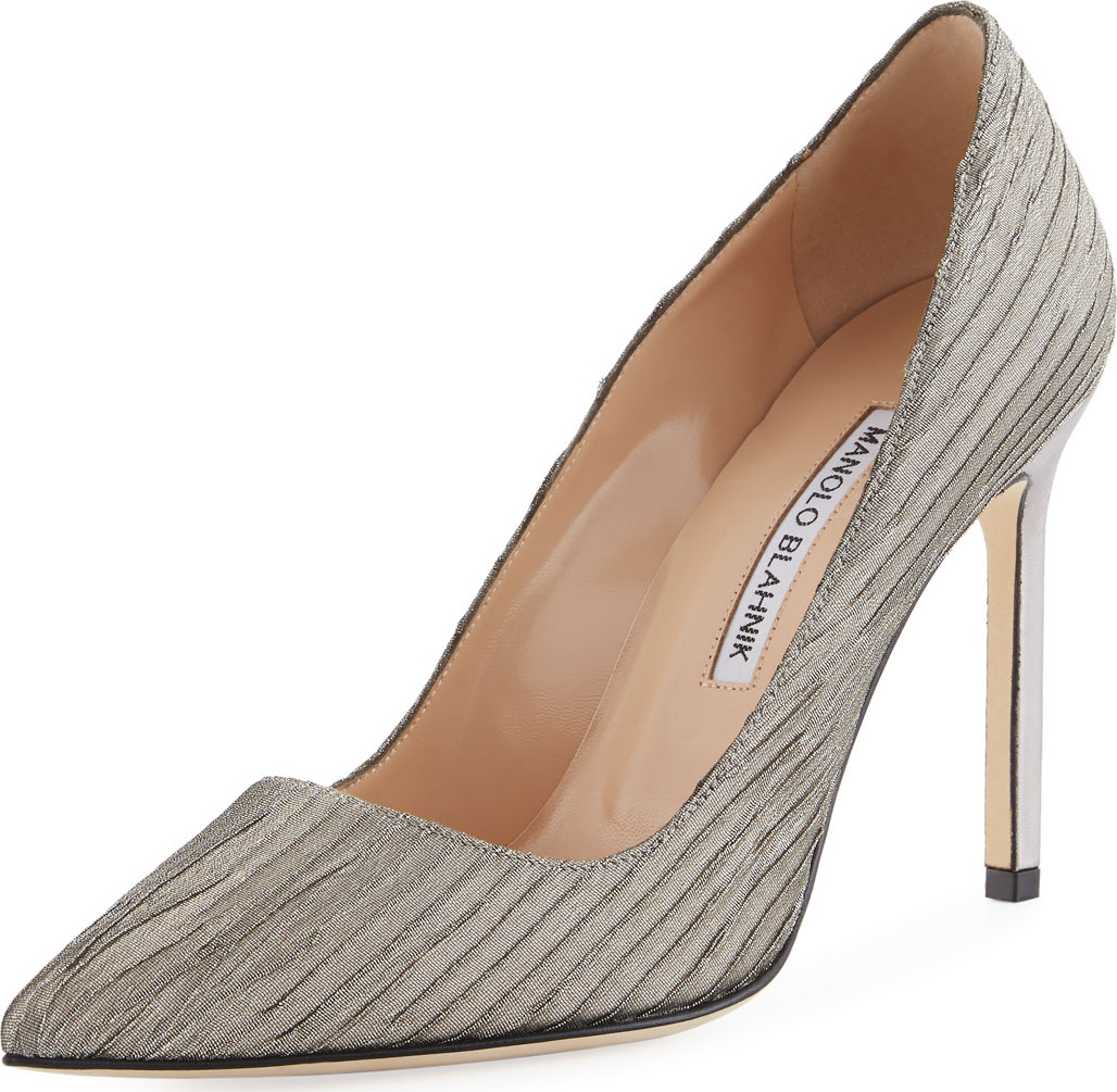 Manolo Blahnik BB 105mm Metallic Fabric Pump