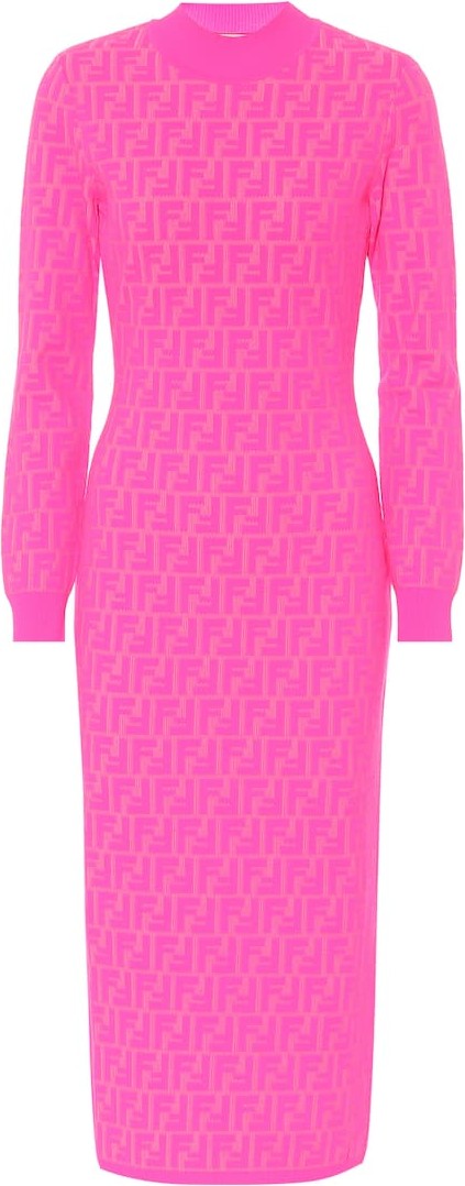 Fendi FF jacquard knit midi dress