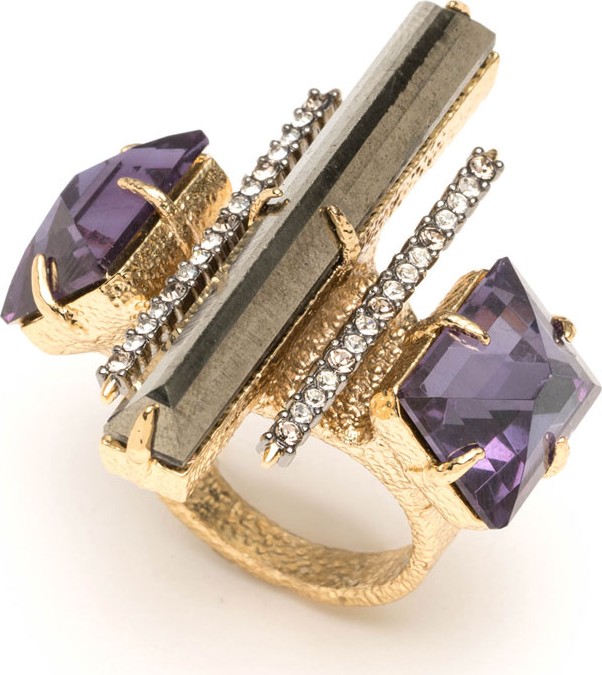 Alexis Bittar Three-Stone Fancy Baguette Cocktail Ring