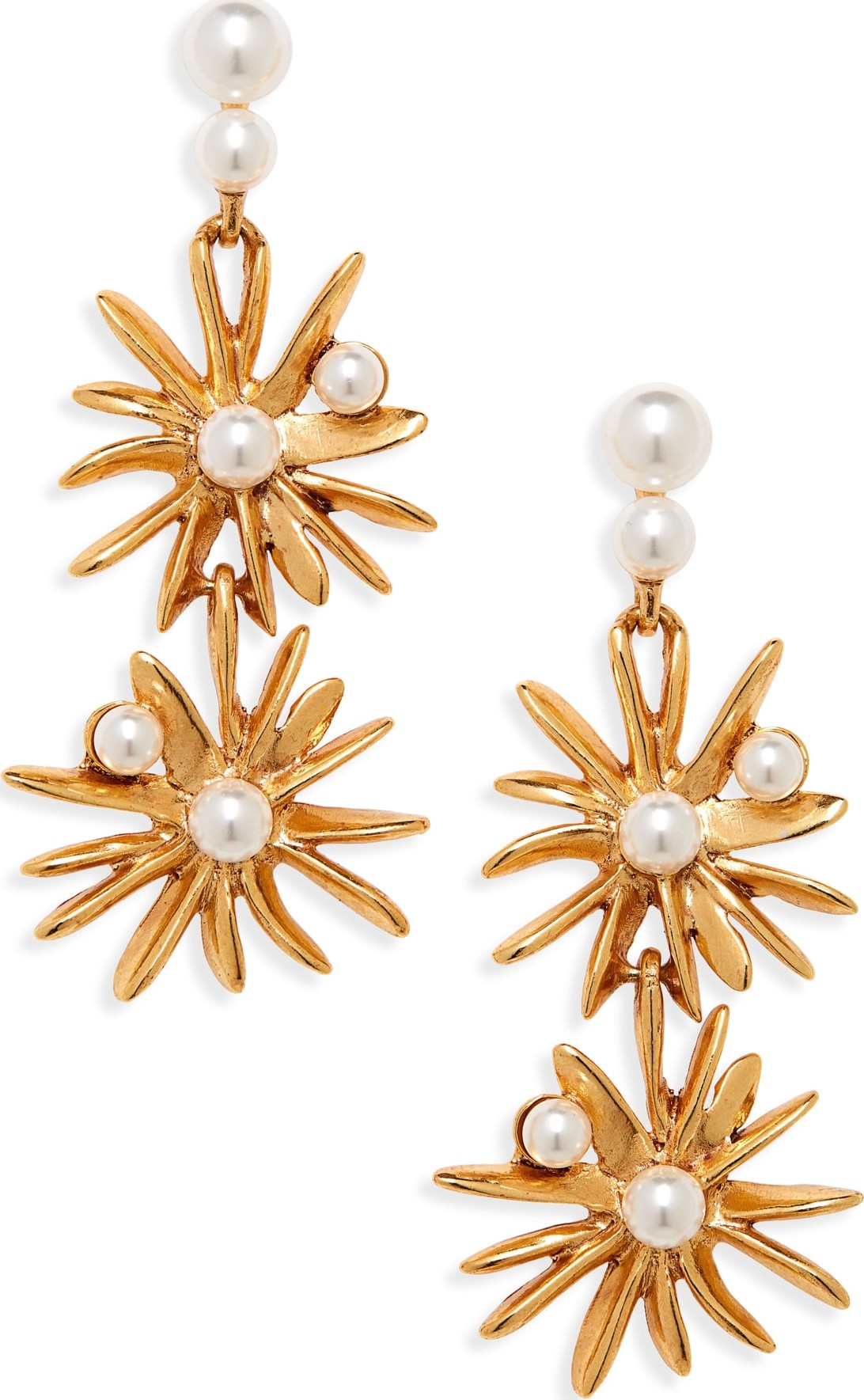 Oscar De La Renta Imitation Pearl Starburst Drop Earrings