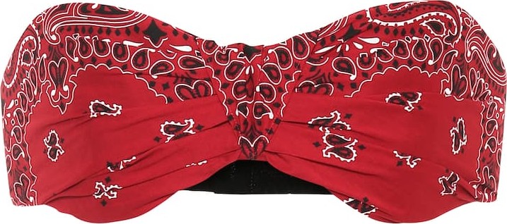 Saint Laurent Paisley cotton bandeau crop top