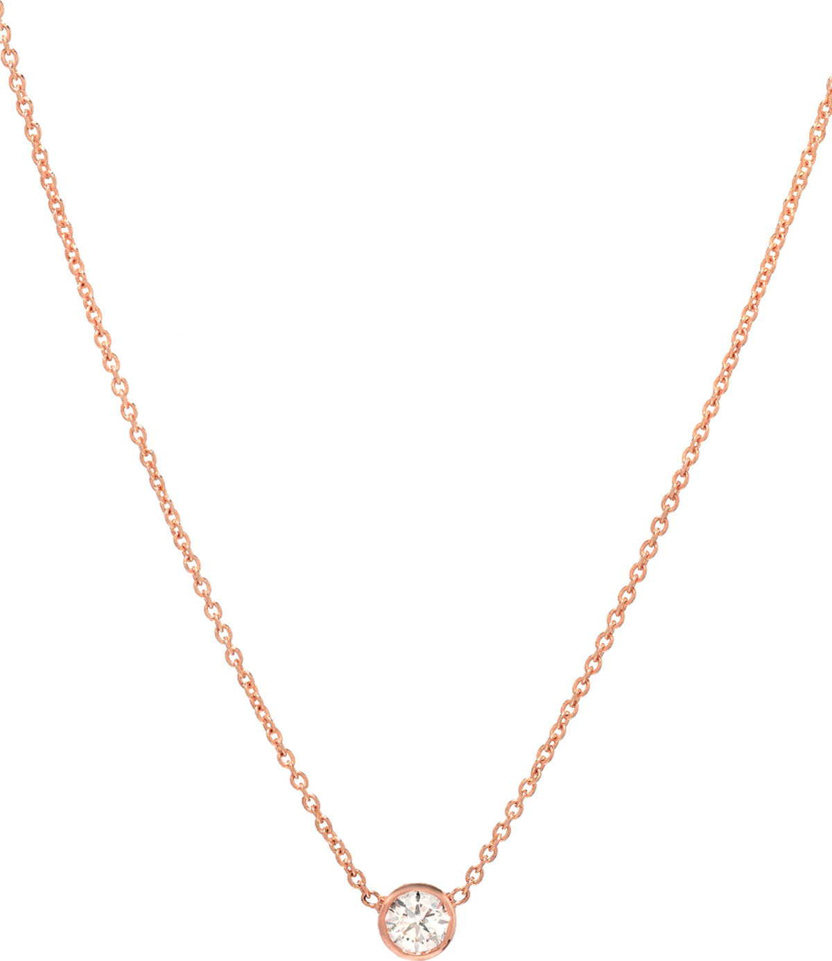 ZOE LEV 14k Rose Gold Small Bezel Diamond Necklace