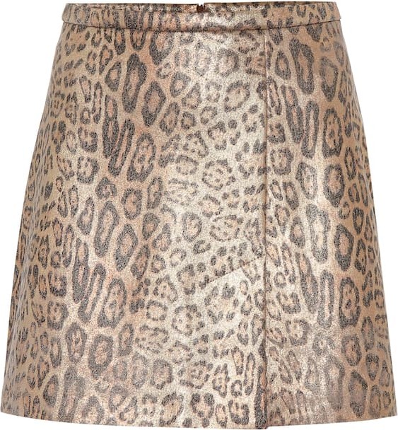 Stouls Santa leopard-print suede miniskirt