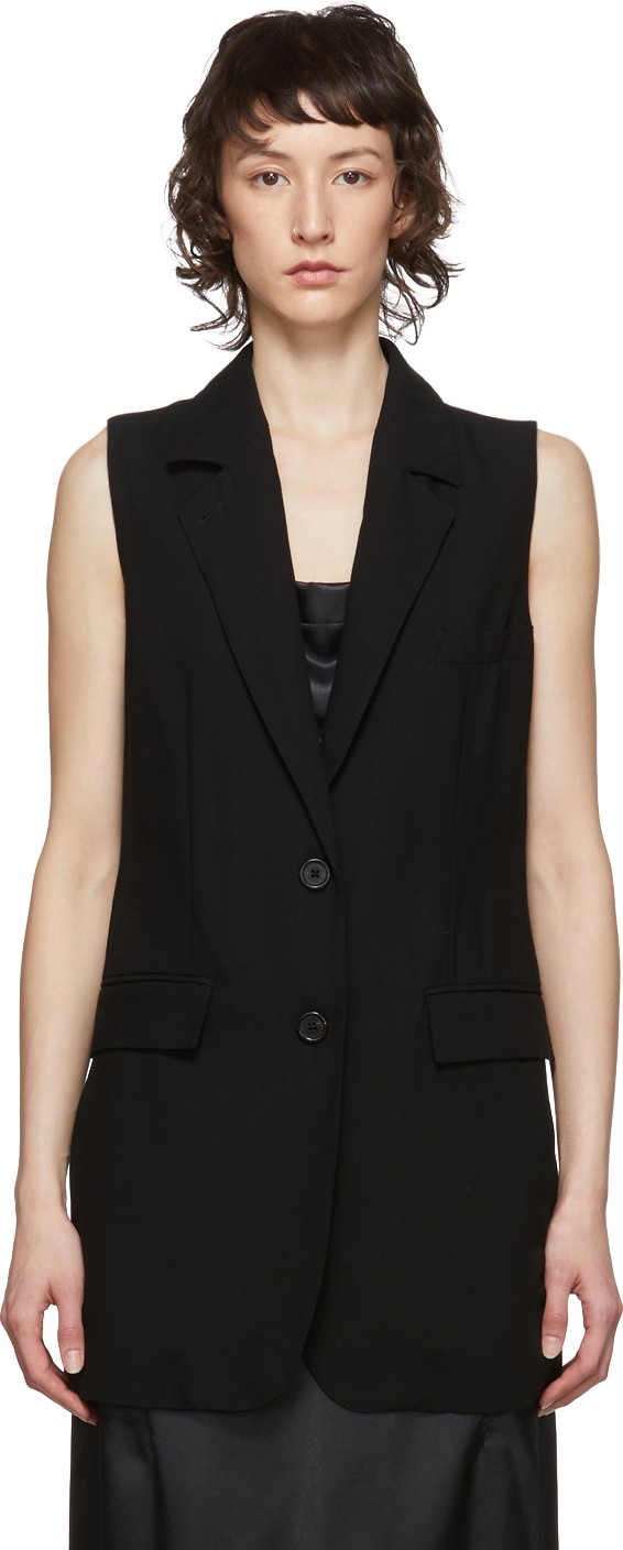 Ann Demeulemeester Black Wool Lightlaine Waistcoat